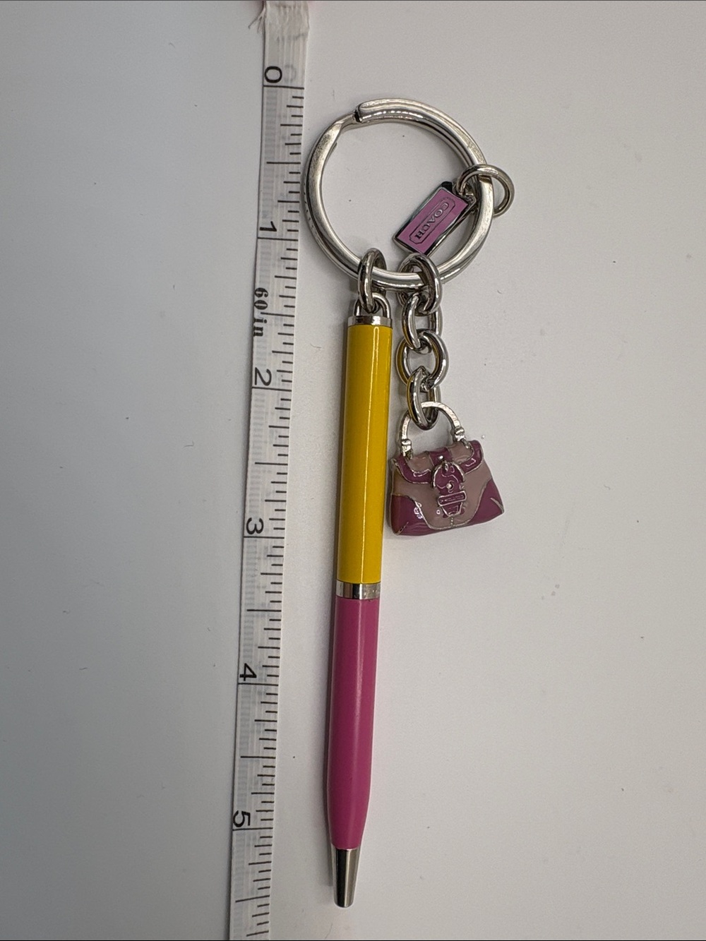 Coach Pink & Yellow Charm Pen Keychain